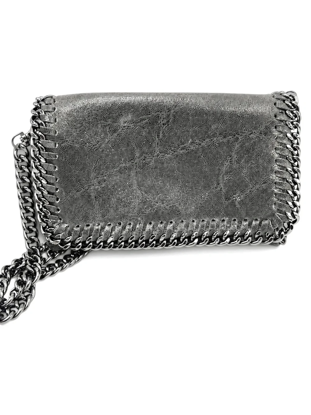 Borse in Pelle Convertible Metallic Gunmetal Leather Chain Crossbody Clutch Bag